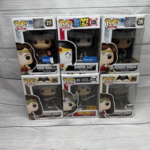Funko Other - Funko Pop! Wonder Woman - Lot Of 6 - 211 335 86 238 206 BAM Walmart Hot Topic